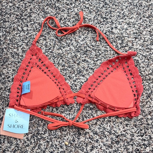 Shade & Shore Orange Crochet Triangle Bikini Top Size XS | NWT - Picture 3 of 7